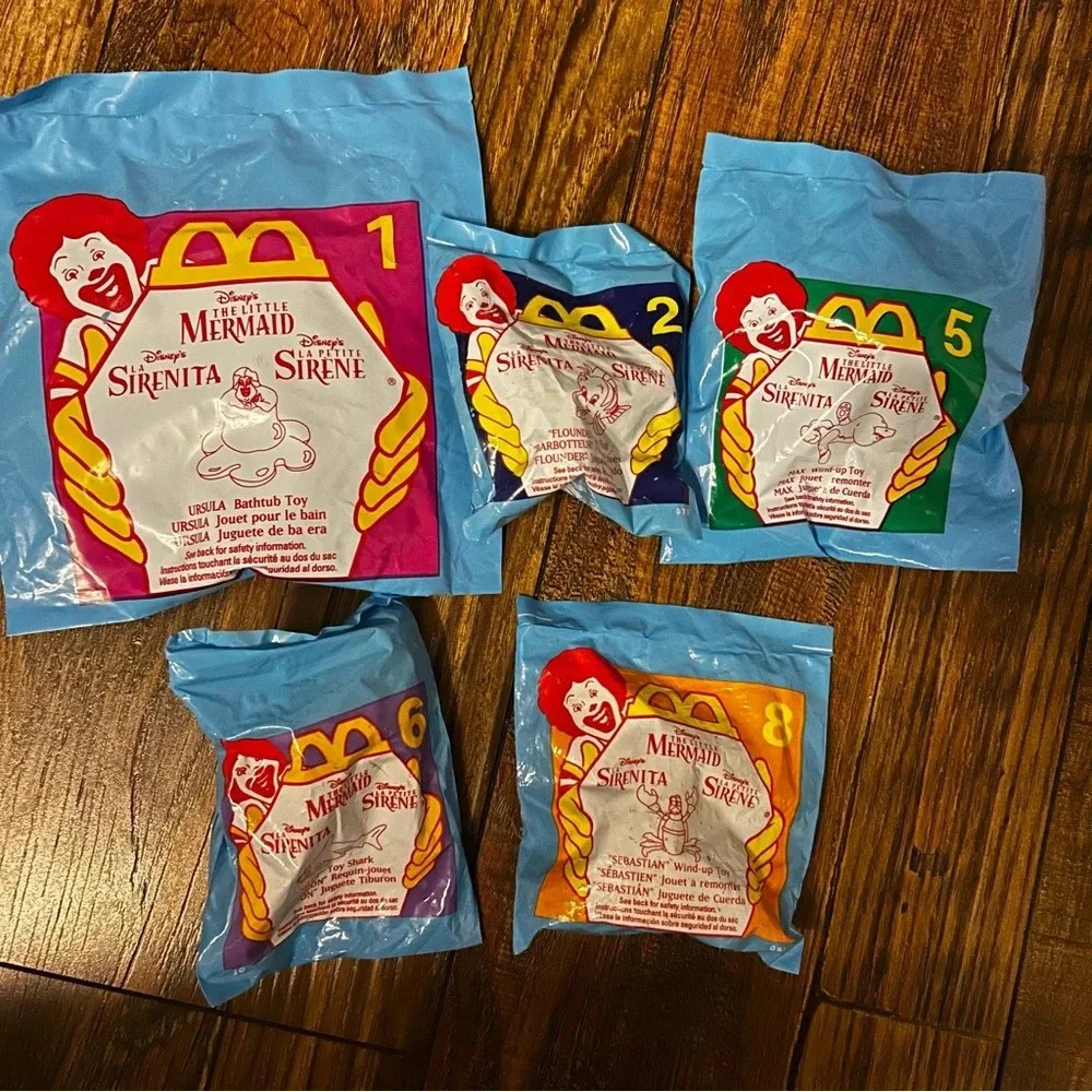 McDonalds The Little Mermaid‎ Happy Meal Bathtub Toys 1996 NWT New in Pkg Sealed
